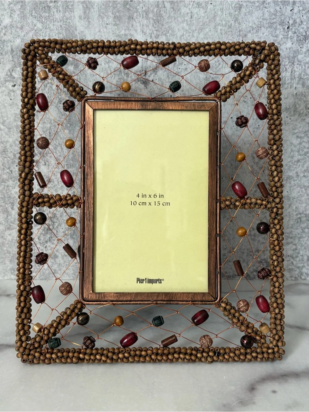 Vintage 2000s Pier 1 Beaded Picture Frame Y2K Global Eclectic